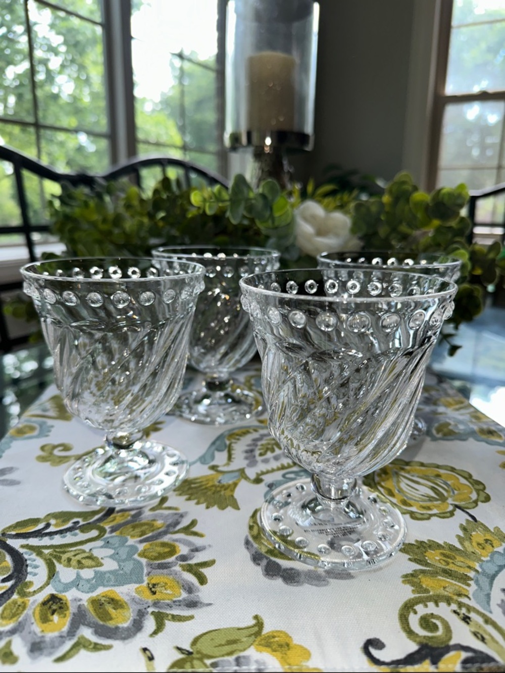 Anthropologie Clear Textured Acrylic Pedestal Goblets - Set of 4